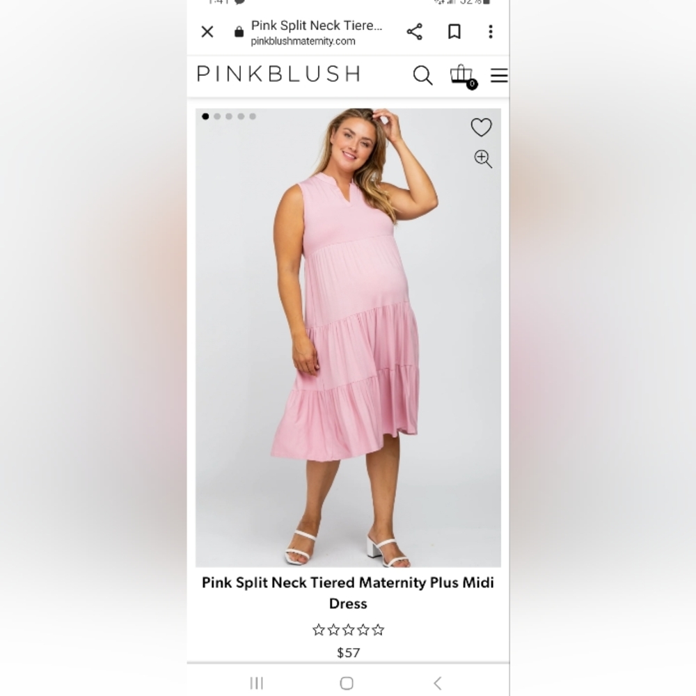 Pinkblush maternity split neck tiered maternity plus midi dress
